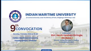 Indian Maritime University  9th Convocation  07102024 [upl. by Larrej]