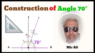 Angle 70 degree  construction of angle 70°  how to construct angle 70 degree [upl. by Meridel]