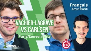 Maxime VachierLagrave contre Magnus Carlsen Blitz commenté en direct [upl. by Oiragelo]