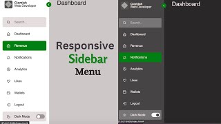 Responsive Sidebar with dark amp light mode using HTML CSS Javascript html css javascript cs [upl. by Aleak887]