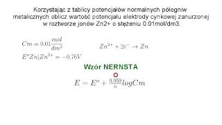 Chemia TLO Elektrochemia  Przykładowe zadanie ze wzorem Nernsta TEST [upl. by Nowaj]