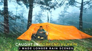 ⛈️SOLO CAMPING in heavy rainstorm amp thunderstorm sleep with rain sound SOOTHING RAIN [upl. by Nonie]