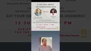 ISB Admission Process 202526  Live QnA with ISB admissions team [upl. by Slohcin736]