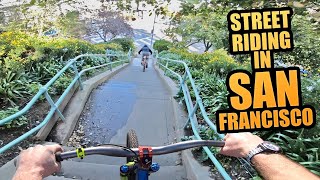 STREET RIDING IN SAN FRANCISCO  URBAN MTB FREERIDE [upl. by Pouncey]