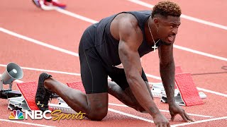 Seattle Seahawks wide receiver DK Metcalf competes in 100m race at USATF Golden Games  NBC Sports [upl. by Orfield487]