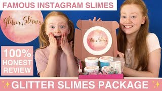 GLITTER SLIMES PACKAGE REVIEW  FAMOUS INSTAGRAM SLIMES UNBOXING  HONEST REVIEW  Ruby and Raylee [upl. by Carper412]