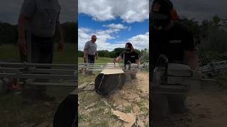 Making memories slicing up an ash log with my dad Lots of future rustic woodworking projects [upl. by Azitram268]