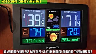 Newentor Weather Station Wireless Indoor Outdoor Thermometer Color Display Atomic Clock w Calendar [upl. by Kwabena239]