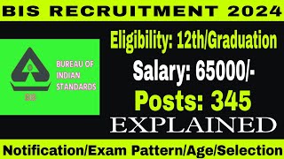 BIS RECRUITMENT 2024 BIS 245 RECRUITMENT II LATEST GOVT JOBS II BIS NEW VACANCY [upl. by Kathryne]