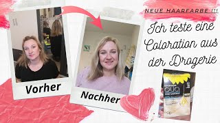 Haare selber färben  mit Coloration aus der Drogerie  kühles Aschblond   Tipps gegen Gelbstich [upl. by Esdnyl]