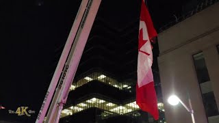 Canada Hoisting the Canadian flag on a crane during freedom convoy rally 1282022 [upl. by Eddana]