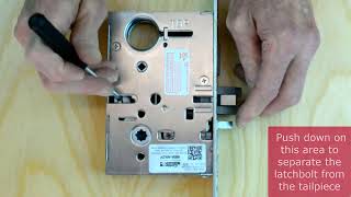 ML2000 Series Mortise Lock  How to Change Handing with Locking Pin Contained in Latchbolt Assembly [upl. by Eentirb]