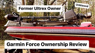 Reviewing the Garmin Force Trolling Motor vs Minn Kota Ultrex bassfishing bassboats [upl. by Aidni]