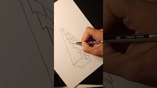 Penrose stairs  impossible drawing geometry illusion perception impossible stairs shorts [upl. by Enialahs]