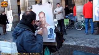 Caricaturas en la Plaza Mayor de Madrid pintores autorizados [upl. by Segroeg80]