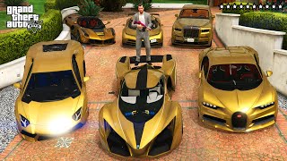 GTA 5  Stealing Gold Supercars with Michael Real Life Cars 14 [upl. by Wehtam]