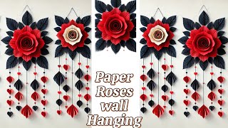 Beautiful Paper Roses Wall Hanging – Stunning Home Decor Idea  Diy Craft duleeartcraft [upl. by Yngad]