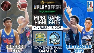 MPBL HIGHLIGHTS BACOOR CITY VS BATANGAS CITY SOUTH DIVISION FINALS GAME 2 NOVEMBER 17 2023 [upl. by Yahs]