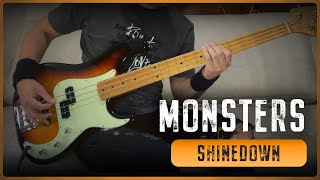 SHINEDOWN  MONSTERS Bass Cover  Tabs [upl. by Birdie897]