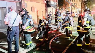 FDNY BOX 3612  FDNY BATTLING A 1075 FIRE IN MIXED OCCUPANCY ON WHITE PLAINS ROAD IN THE BRONX NYC [upl. by Aber]