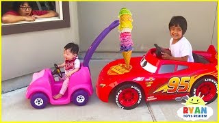 Ryans Drive Thru Pretend Play Restaurant on Kids Power Wheels [upl. by Sturrock]