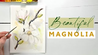 How To Paint Watercolour Magnolia Flowers [upl. by Nnairet]