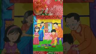 Diwali ka drawing family group drawshortfeed diwaliart shorts viralshort [upl. by Ahsemak552]