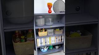 Kitchen rack with cabinet doors floorstanding multilayer storage cabinet microwave oven pots [upl. by Daenis]