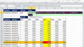 Excel Magic Trick 781 Three Way Lookup INDEX and MATCH and Concatenated Ranges amp Cells [upl. by Tecu]