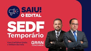 Concurso SEDF Temporário  Saiu o Edital com iniciais de R 4 mil [upl. by Viridi]