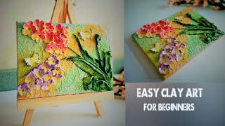 Easy amp colourful Canvas Clay Art For Beginners  3D clay Art Home Decor  canvas painting ideas [upl. by Naellij]