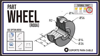 TUTORIAL MEMBUAT PART WHEEL SOPORTE PARA CABLE DI AUTODESK INVENTOR [upl. by Bergquist162]