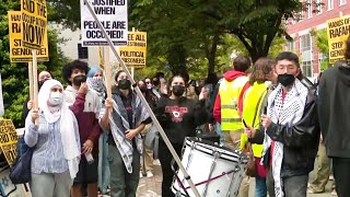 VIDEO ProPalestine protesters rally at George Washington University [upl. by Jennica]