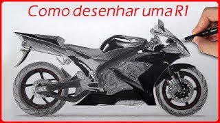 COMO DESENHAR MOTOS Yamaha R1 passo a passo [upl. by Aninay]