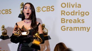 Olivia Rodrigo drops and breaks one of her 3 Grammy awards kreepa shorts ohno [upl. by Combe990]