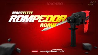 Martelete Rompedor e Perfurador Reversível 3J 800W  60HZ  220V  Nagano [upl. by Trin230]