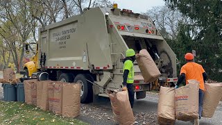 Tringali Pete Heil 5000 Rear Loader Garbage Truck Packing Leaf Bag Piles [upl. by Lanza651]