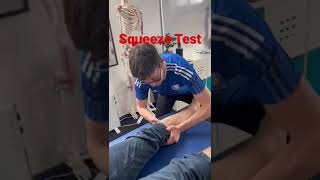 Squeeze Test for Syndesmosis Sprain high ankle  Level 5 Sports Massage course [upl. by Blackman13]