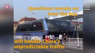 quotStraddlingquot bus to beat traffic in China [upl. by Cynara]