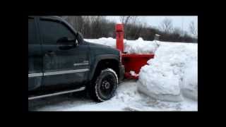 Frozen Snowbank Removal using Truck Mounted Snowblower [upl. by Chaney]