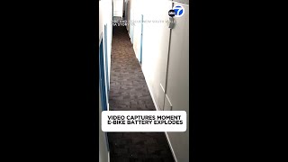 Video captures terrifying moment ebike battery explodes inside hostel [upl. by Uri]