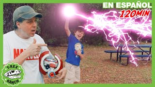 Dinosaurios vs Vengadores Batalla Endgame  🦖 TRex Rancho  Moonbug Kids  Parque en Vivo [upl. by Clo]