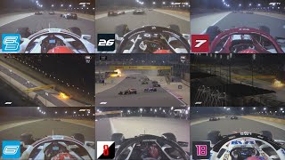 Romain Grosjeans Terrifying Crash Multiple Angles  F1 Bahrain2020 [upl. by Clayborne]