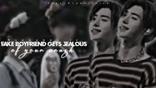 Sunghoon oneshot Fake boyfriend gets jealous of your crush even though Enhypen ff [upl. by Attekal]