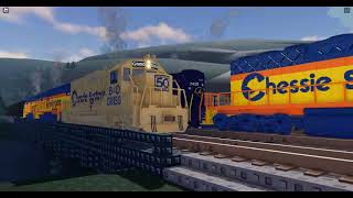 ROBLOX Chessie System Mix Freight Meets BampO GM50 on Coal Train near Ellerslie PA 1977 [upl. by Blithe]