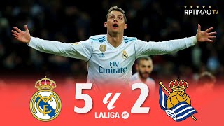 Real Madrid 5 x 2 Real Sociedad C Ronaldo HatTrick ● La Liga 1718 Goals amp Highlights ᴴᴰ [upl. by Rabma]