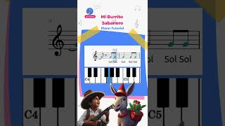 Melodía Mi Burrito Sabanero 🎄  PARTITURA y TECLAS en PIANO 🎼🎶🎹  FÁCIL [upl. by Ruben]