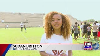 BREC hosts football camp for youth and welcomes NFL Washington Commanders to guide students through [upl. by Pepe380]