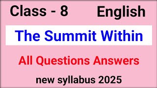 class 8th chapter 5 The Summit Within question answer english newsyllabus [upl. by Eruot]