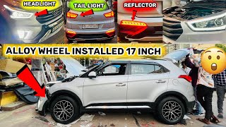 17inch Alloy Wheels Installed In Hyundai Creta Modified Headlight amp Taillight  Installation [upl. by Lossa419]